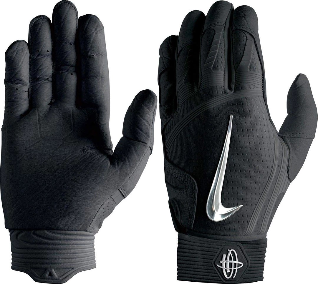 Nike Hurache Elite Adult Batting Gloves Black/Chrome 2 Nike Hurache Elite Adult Batting Gloves Black/Chrome