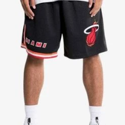 Mitchell And Ness Basketball MENS MITCHELL & NESS NBA SWINGMAN ROAD SHORTS HEAT 96-97